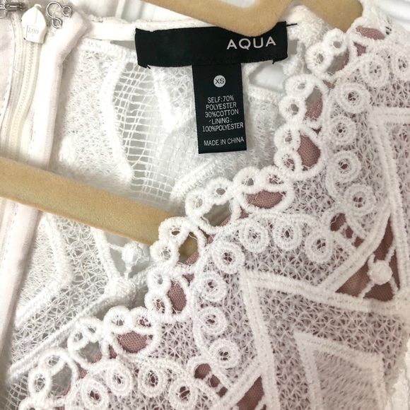 Aqua White Lace Mini Dress Sz XS - Picture 4 of 7